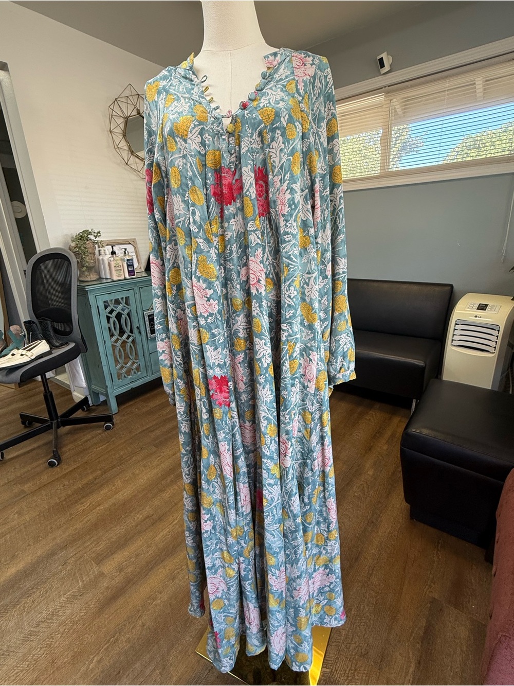 Natalie Martin Silk Sammie Maxi Dress "Lehua Print Sea" size Large NWOT - Picture 3 of 13